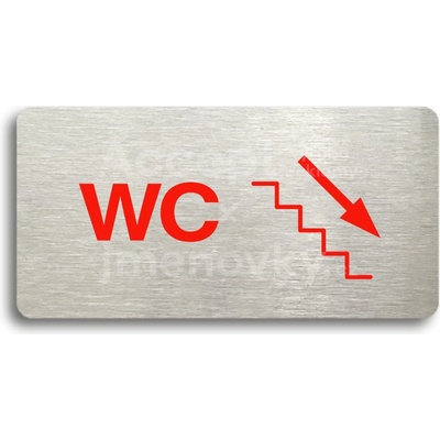 ACCEPT Piktogram WC VPRAVO DOLŮ - stříbrná tabulka - barevný tisk bez rámečku