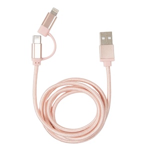 Kikkerland US237-RG оплетен USB-C Lightning кабел в розово злато (US237-RG)