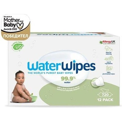 WaterWipes 12 пакета Бебешки кърпички Water Wipes Soapberry x 60 бр