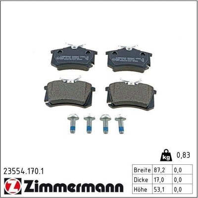 Sada brzdových destiček, kotoučová brzda ZIMMERMANN 23554.170.1
