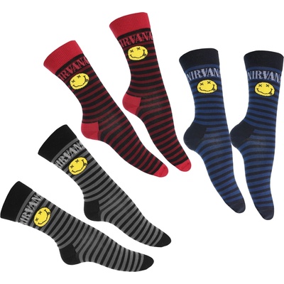 ROCK OFF Чорапи (комплект от 3 чифта) Nirvana - Happy Face Stripes - ROCK OFF - NIRVSCKSET05