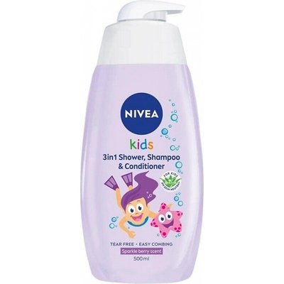 Nivea Kids Magic berry scent 3v1 sprchový gel, šampon, kondicionér pro holky 500 ml