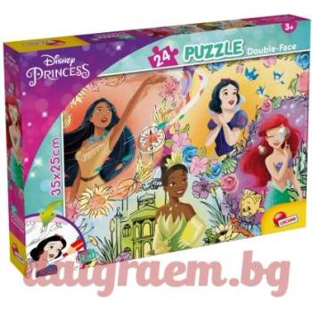 Lisciani Пъзел lisciani 104857 - 24 части - Дисни Принцеси, двулицев пъзел (li104857)
