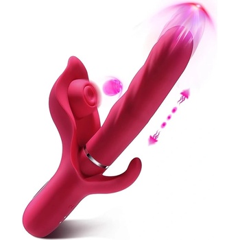 Image 1 of Paloqueth Thrusting 3-in-1 G-Spot Rabbit Triple Vibrator Red