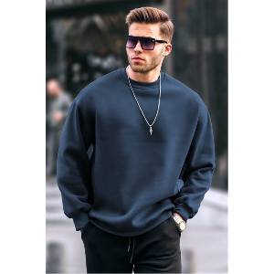 Madmext Мъжки Oversize суитшърт 6048 - Тъмносин #365398 (365398_Тъмносин)