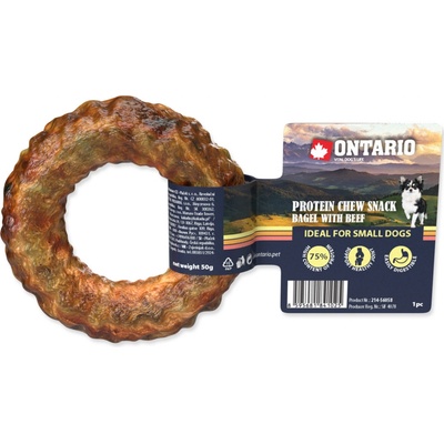Ontario Protein žvýkací pamlsek bagel s hovězím 8,9 cm