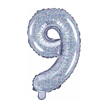 Image 1 of PartyDeco Балон от фолио Mini - число 9 холографичен 35 см