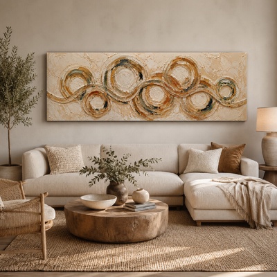 Obraz na plátně - Kruhy rovnováhy FeelHappy.cz Rozměr obrazu (Šířka x Výška): 240 x 80 cm