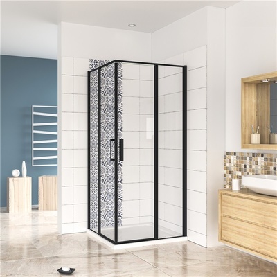 H K - BLACK SAFIR R808, 80x80 se dvěma jednokřídlými dveřmi s pevnou stěnou, rohový vstup včetně sprchové vaničky z litého mramoru SE-BLACKSAFIRR808/THOR-80SQ – Hledejceny.cz