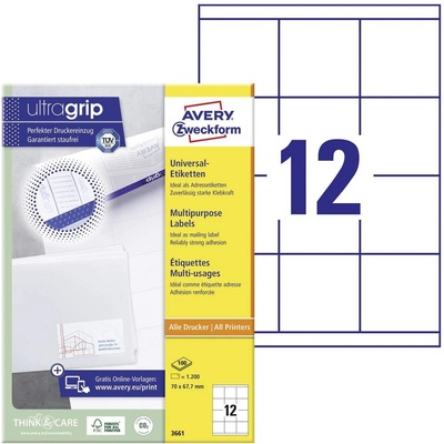 Avery-Zweckform 3661 70 x 67.7 mm papier biela 1200 ks trvalé univerzálne etikety laser