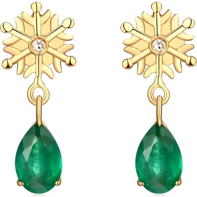 HARAHU Обеци st-23424 - Златна / Зелена kp23424 (st-23424)