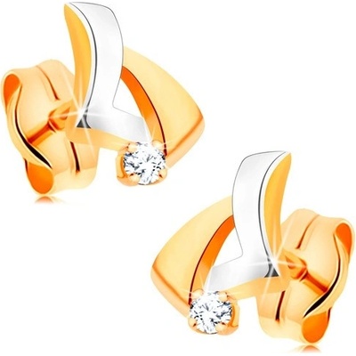 Šperky eshop briliantové zlaté asymetrický trojúhelník kulatý čirý diamant BT501.38