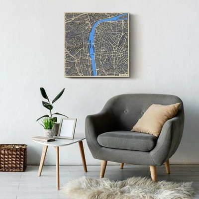 Praha - drevená 3D City Mapa™️ 50 x 50 cm