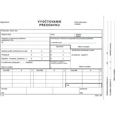 Igaz 163 Vyúčtovanie preddavku A5
