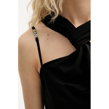 Renewed Рокля с лен Renewed creative upcycling в черно среднодълга с кройка по тялото Renewed INTU x Answear (naprawa.8052029031338)