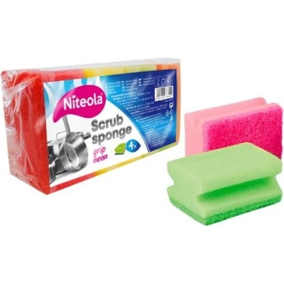 Niteola Grip Scrub Sponge Ultra tvarovaná hubka na riad 9 x 7 x 4,5 cm 4 ks