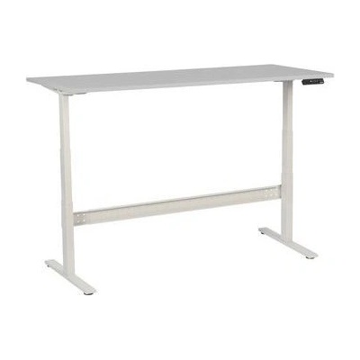 Manutan Výškově nastavitelný kancelářský stůl Manutan, 180 x 80 x 62,5 - 127,5 cm, rovné provedení, ABS 2 mm, světle šedá 58060