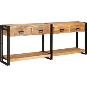 vidaXL Конзолни маси 2 бр. Кафяво 200 x 33 x 75 см (3324226)