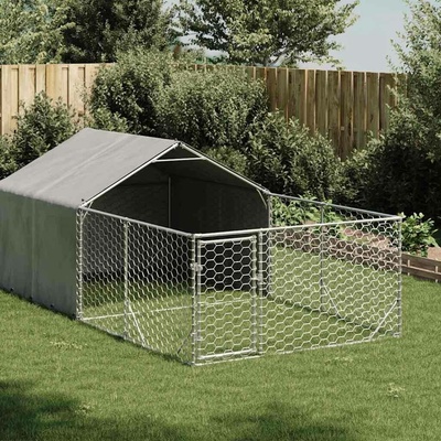 vidaXL Venkovní psí kotec s výběhem a krytou částí 400 x 200 x 150 cm pozinkovaná ocel 9799.3329235