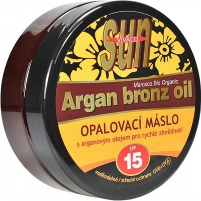 Vivaco Sun Argan Bronz Oil Glitter Effect opaľovacie maslo s arganovým olejom a trblietkami SPF15 200 ml