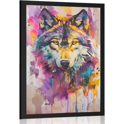 Plakát vlk s imitací malby - 40x60 silver