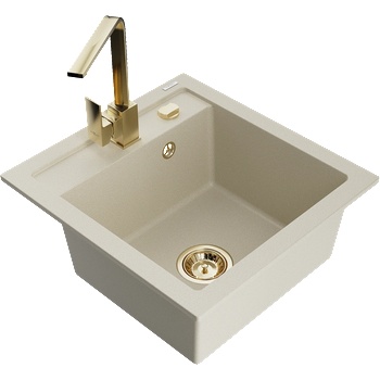 Mexen Vito кухненска мивка от гранит с 1 отделение и кухненски смесител Rita, бежов - 6503-69-670300-50 (6503-69-670300-50)