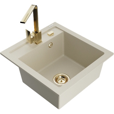 Mexen Vito кухненска мивка от гранит с 1 отделение и кухненски смесител Rita, бежов - 6503-69-670300-50 (6503-69-670300-50)