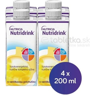 NUTRIDRINK S vanilkovou príchuťou 4x 200 ml