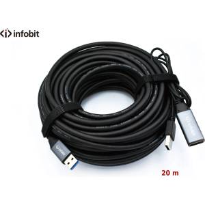 Infobit Активен USB 3.0 удължителен кабел AM/AF, Infobit iCable-USB-ACC20, 5Gbps, 20 м (iCable-USB-ACC20)