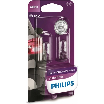 Philips VisionPlus +60 % WBT10 W2,1x9,5d 12V 6W duobox