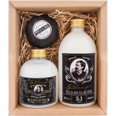 Bohemia Gifts Gentleman sprchový gél 300 ml + pena do kúpeľa 500 ml + penivý bomba do kúpeľa 100 g darčeková sada