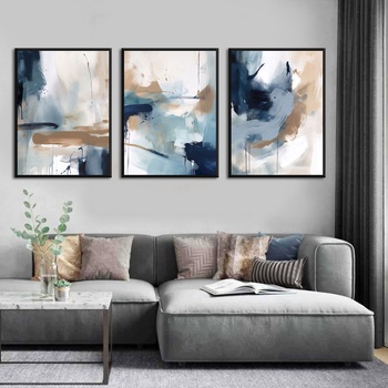 Decono Картини Абстракт в Бежово и Синьо