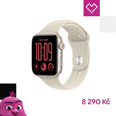 Apple Watch SE 3 Cellular 44mm Hvězdně bílý hliník s pískovým sportovním řemínkem M/L MJLN4MP/A