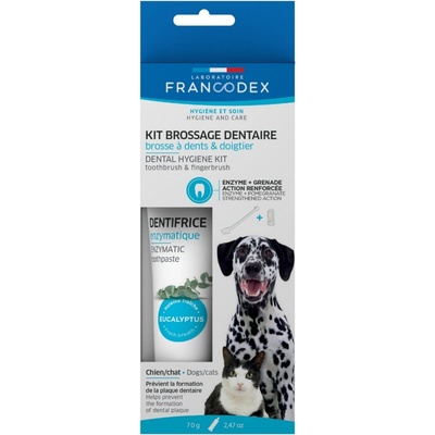 Francodex Dental Kit zubní pasta a kartáček pro psy 70 g
