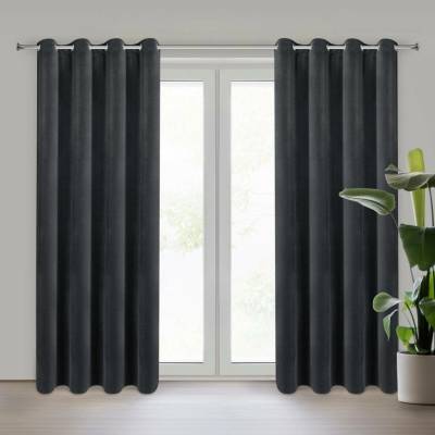 EUROFIRANY ZATEMŇOVACÍ ZÁVĚS (100%) NA KROUŽCÍCH NITA 140X250 CM ČERNÁ