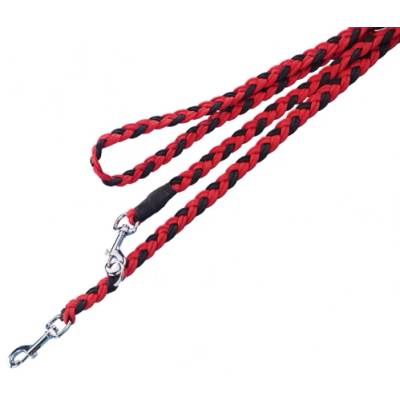 Nobby Повод за куче плетено въже - подвижен дължина 200 см дебелина 16 мм червен - черен 73126-03