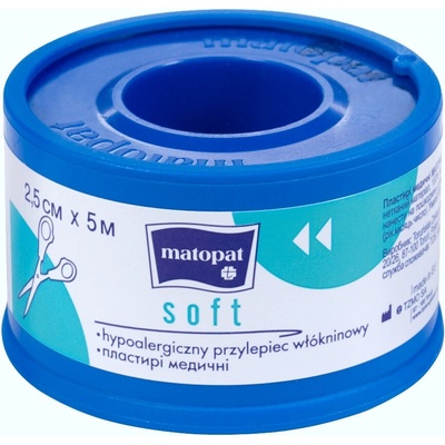 Matopat Matopat Soft priedušná náplasť z netkanej textílie na cievke 2,5 cm x 5 m 1 ks