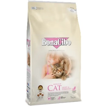 BonaCibo Light & Sterilised Adult Cat - Пълноценна храна за израснали кастрирани котки с наднормено тегло 5 кг