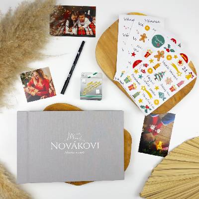 Lovelu Personalizované vánoční fotoalbum Šťastné a veselé - šedé - tvořivý set