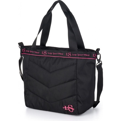 Loap Intan V05J dámská taška černá s růžovým nápisem – Zboží Mobilmania