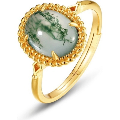 Flor de Cristal Stříbrný prsten Jutta s Mechovým achátem 30 011