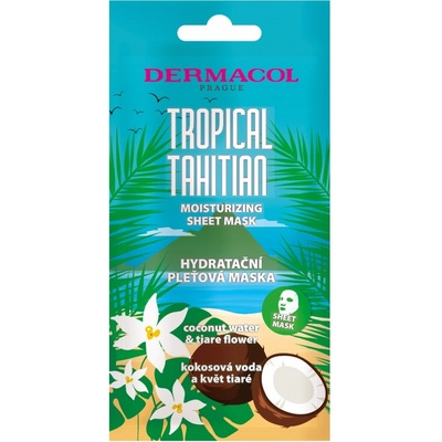 Dermacol Tropical Tahitian hydratačná textilná maska s kokosovou vodou a extraktom z kvetu tiaré 15 ml