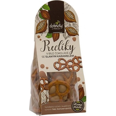 Dobroty z přírody Solené preclíky v bílé čokoládě se slaným karamelem 70 g