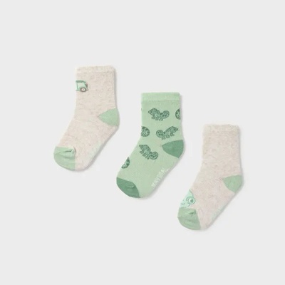 Mayoral Сет 3чифта чорапи в светло зелено мотиви хамелеони за бебе момче Mayoral