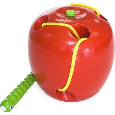 Viga Toys Дървена игра за нанизване Viga - Ябълка и червейче (56276)