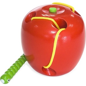 Viga Toys Дървена игра за нанизване Viga - Ябълка и червейче (56276)