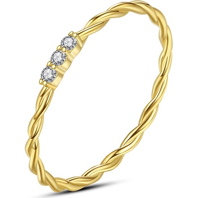 Meucci Pozlacený stříbrný prsten se zirkony SYR058