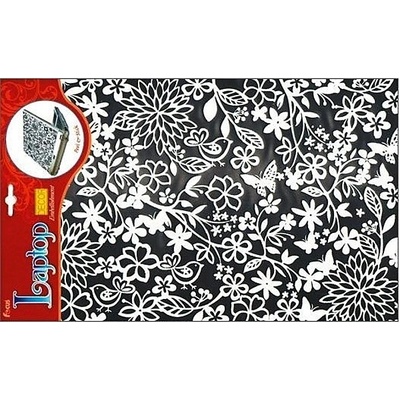 SAMOLEPKA NA NOTEBOOK plastické bílé větvičky s glitry 39x25cm