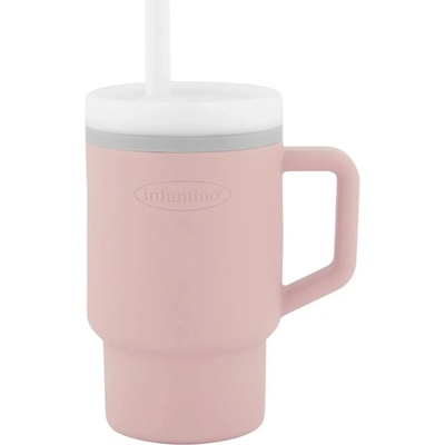 Infantino Силиконова чаша със сламка Infantino, 270 ml, Светлорозова (IN308066)