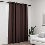 Pure Line Home Завеса с ленена текстура в цвят таупе с метални халки, 290 x 245 см
